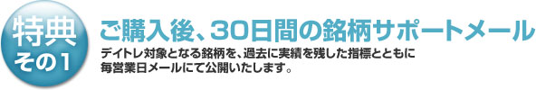 ご購入後、30日間の銘柄サポートメール