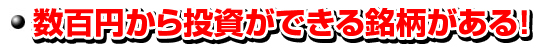 数百円から投資ができる銘柄がある！