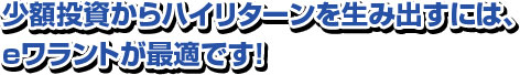 少額投資からハイリターンを生み出すには、eワラントが最適です！