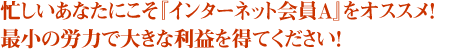 忙しいあなたにこそ『インターネット会員A』をオススメ!　最小の労力で大きな利益を得てください!