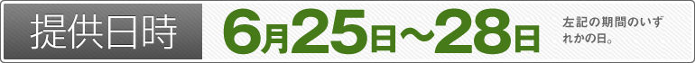 提供日時：6月25日～6月28日のいずれかの日