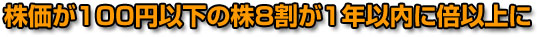 株価が200円以下の株８割が１年以内に10倍以上に